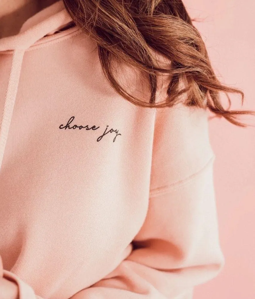 Shop Darling CHOOSE JOY CROP HOODIE Pink - Image 3