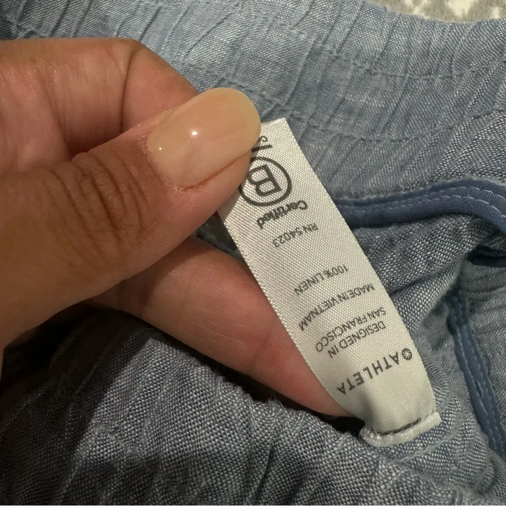 Athleta Cabo Linen‎ Joggers In Blue Size 2 - Image 5