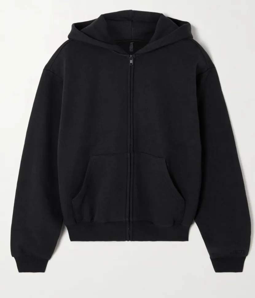 Skims Cotton Fleece Zip Hoodie ā Black ā New with Tags - Image 1