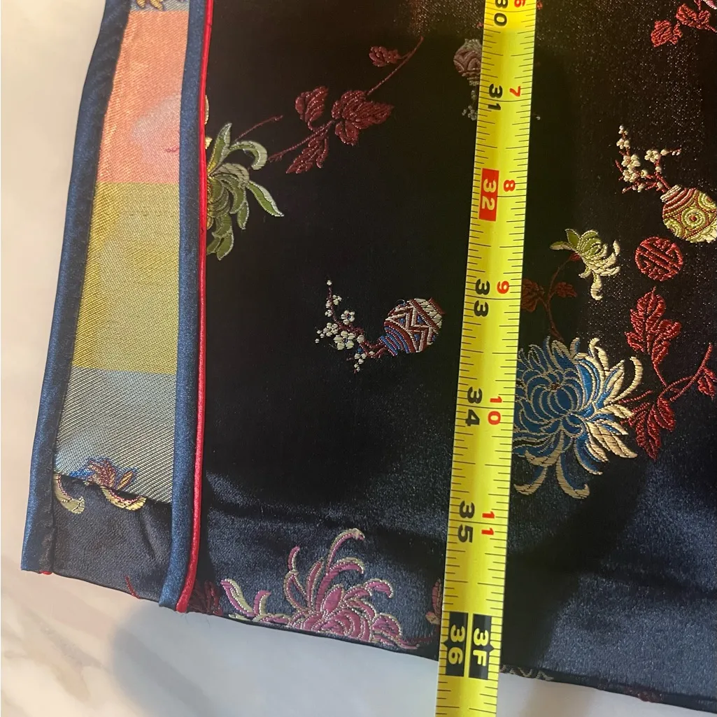 Squirrel Hangzhou China Black Floral Cheongsam Dress 100% Rayon Sz 34x17 Pink - Image 13