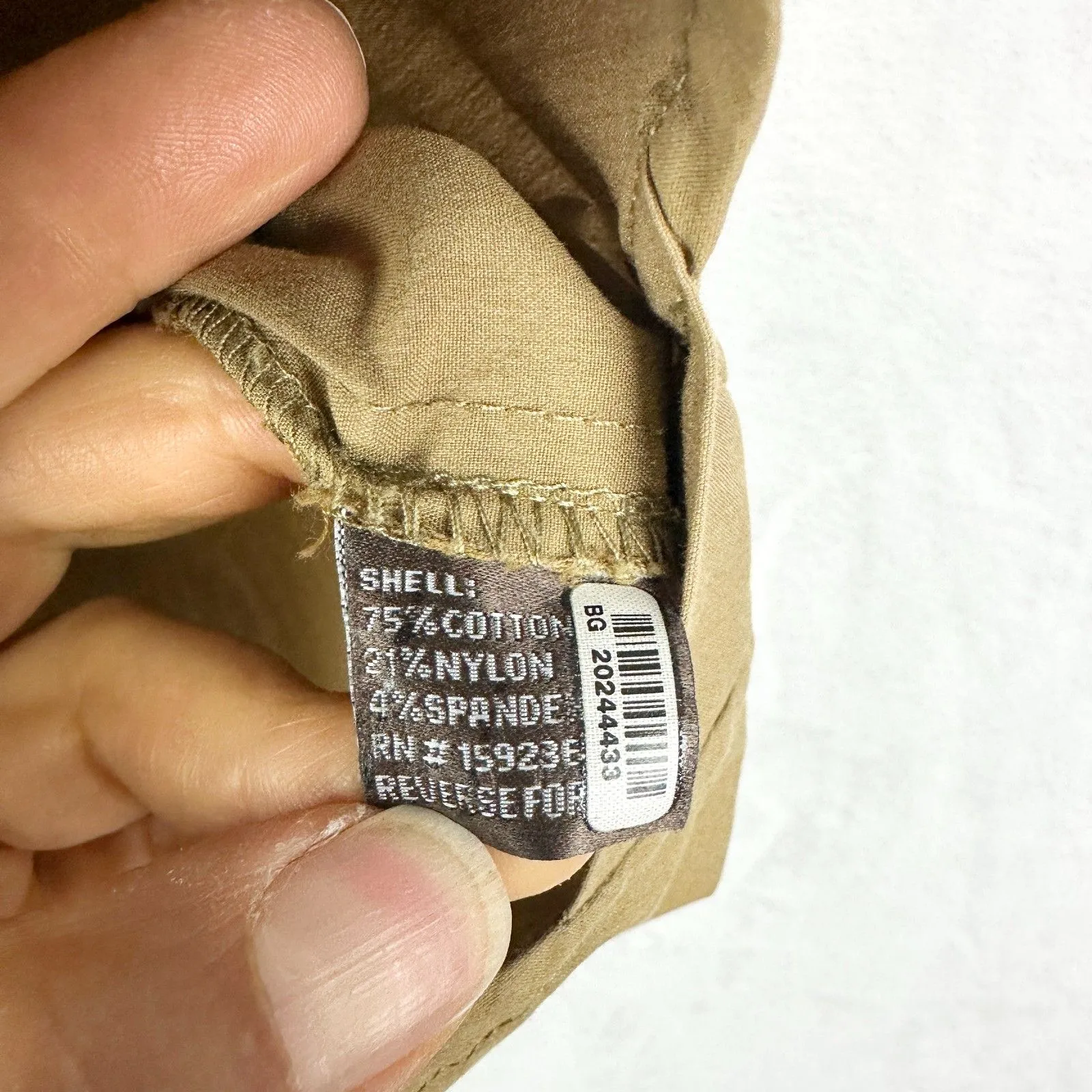 J McLaughlin Shirt Dress Size Large Cotton Stretch Pockets Khaki Minimalist - Image 6