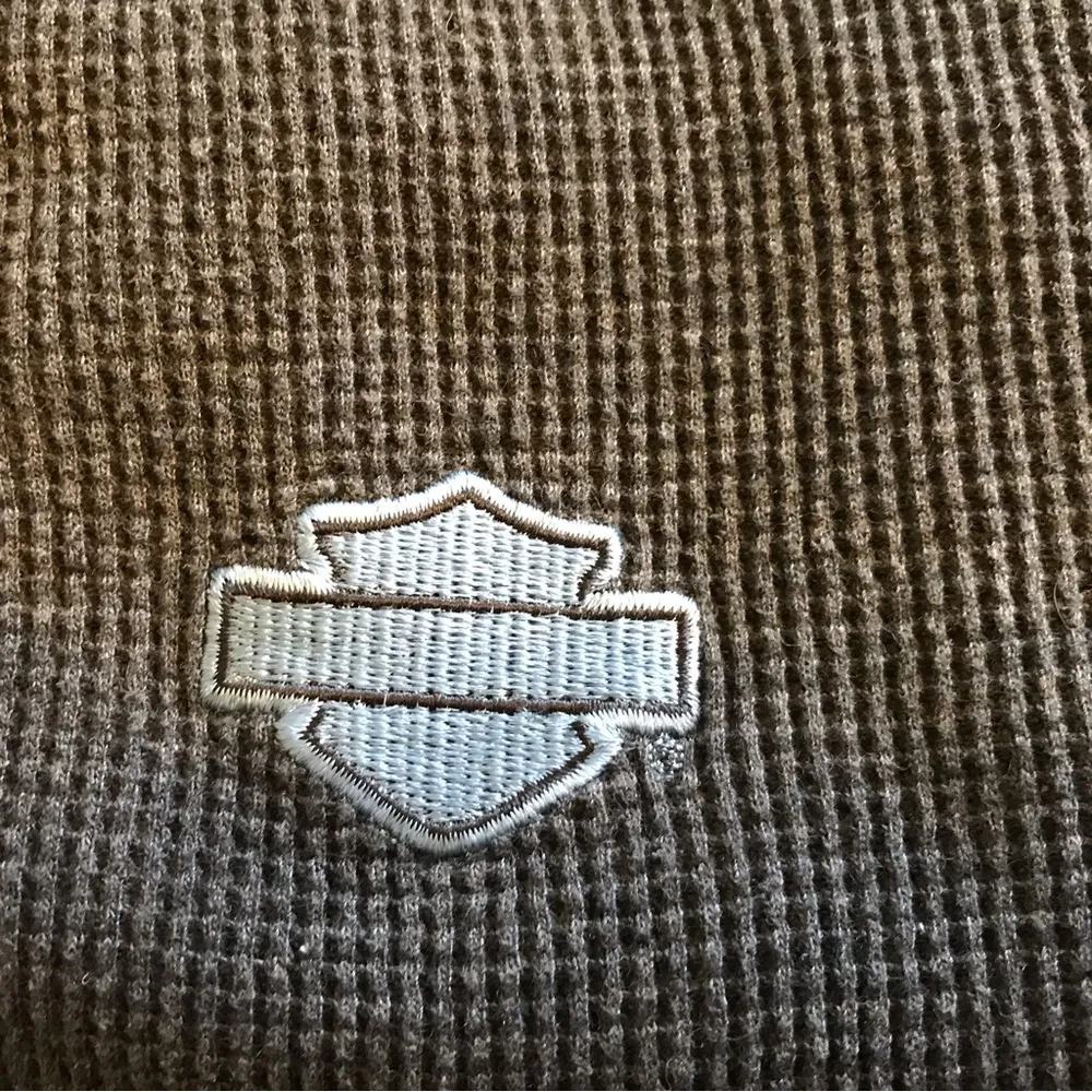 VINTAGE HARLEY DAVIDSON EMBROIDERED LADIES LONG SLEEVE CHARCOAL GREY THERMAL Gray Size M - Image 9