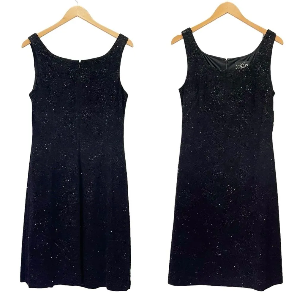 NWT Alex Evenings Midi Length Jacket Scoop Neck Dress Set Black Sequin Size 12 - Image 7