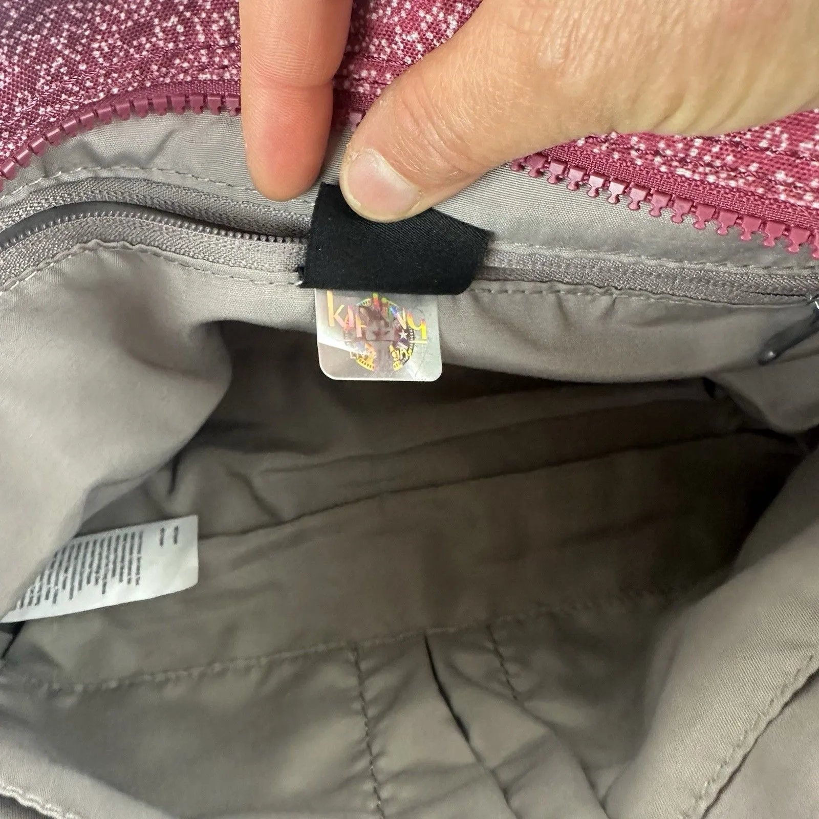 Kipling Angie Raspberry Maroon Zip Purse Crossbody Bag Adjustable Strap Pockets - Image 8