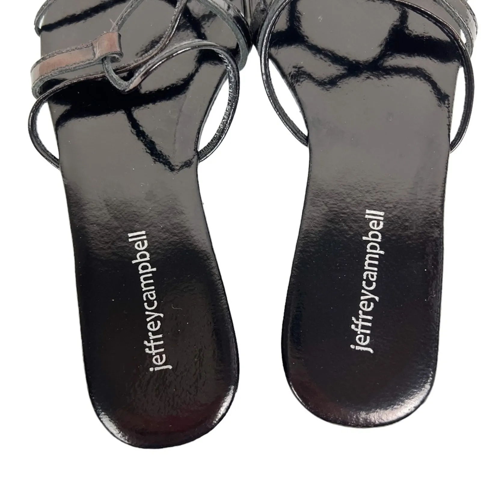 Jeffrey Campbell Black Patent Leather Square Toe Strappy Addison Sandals Size‎ 6 - Image 5