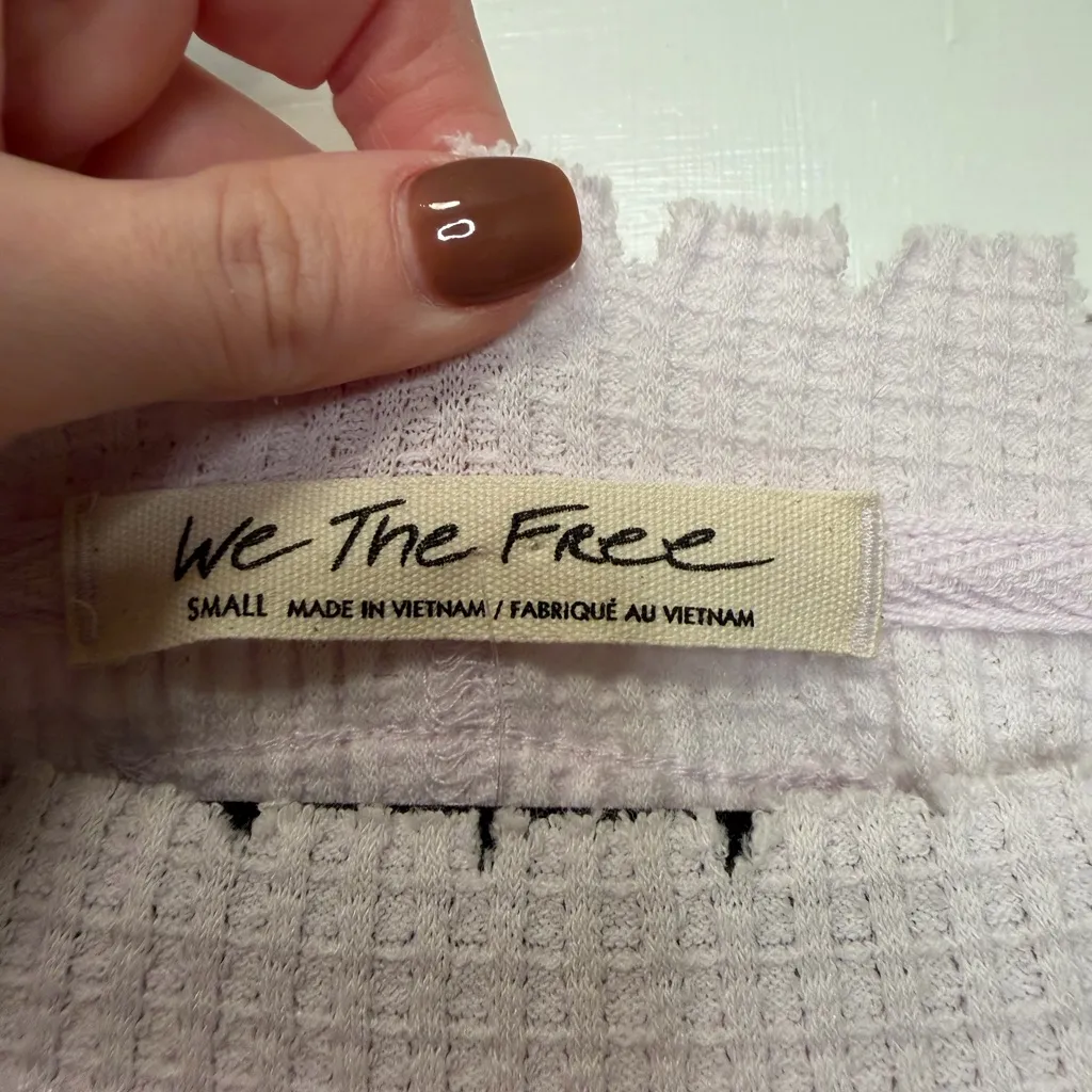 We The Free Free People Pink Waffle Knit Tiered Hem Oversized Top NWT Size Small - Image 3