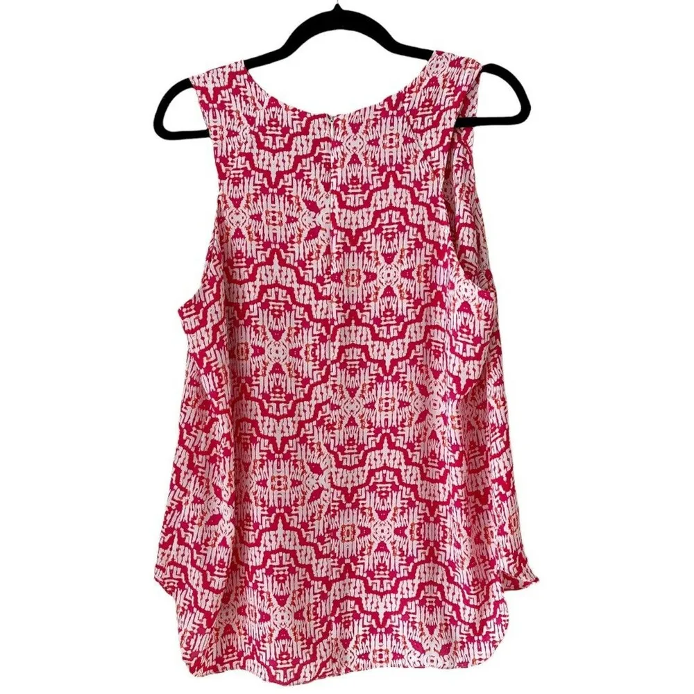 Willi Smith Pink Geometric Print Barbiecore Sleeveless Blouse Women’s Size Large - Image 2