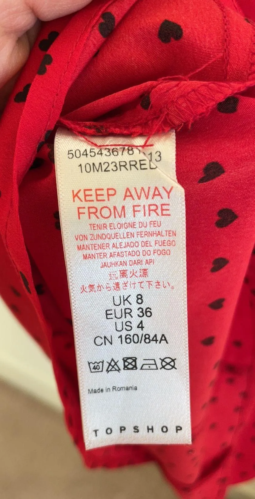 Red Black heart printed flared crepe long sleeeve mini dress 4 - Image 8