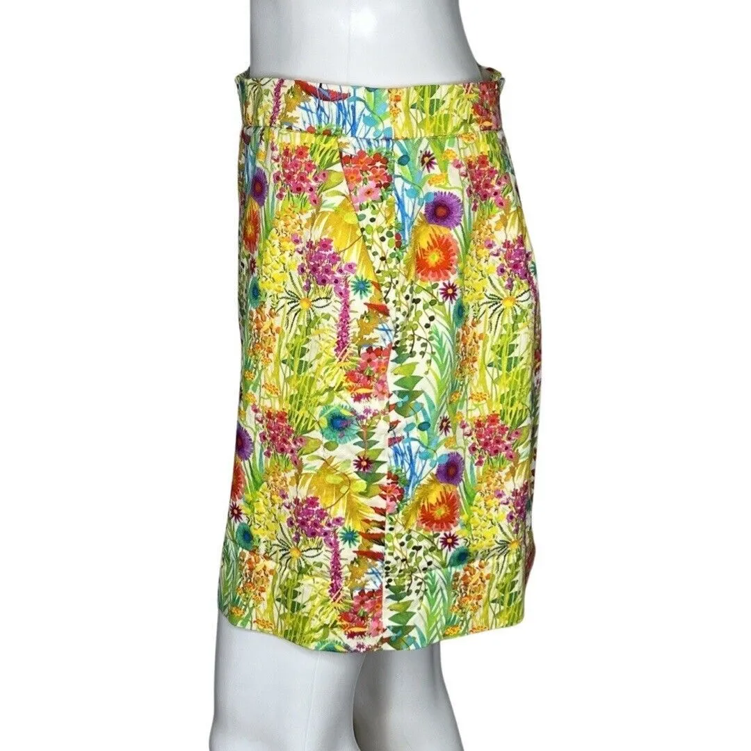 J Crew Skirt Womens 2 Yellow Multicolor Floral Liberty Fabrics Mini Skirt Preppy - Image 3