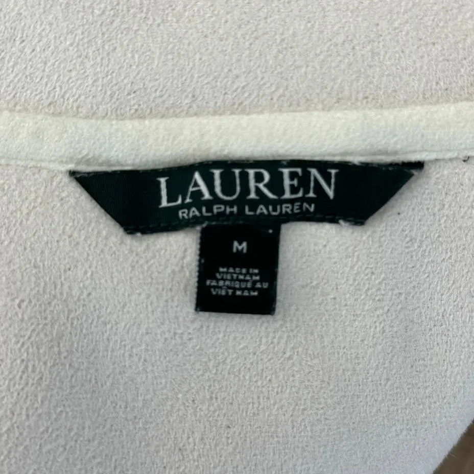 Lauren Ralph Lauren Vest Women Medium Cream White Sherpa Line Neutral Minimalist - Image 6