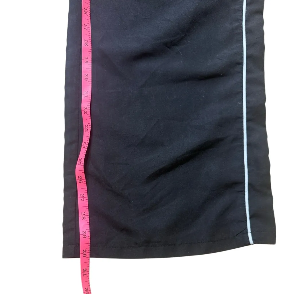 Y2K Wide leg black side stripe track pants pull on medium - Image 3
