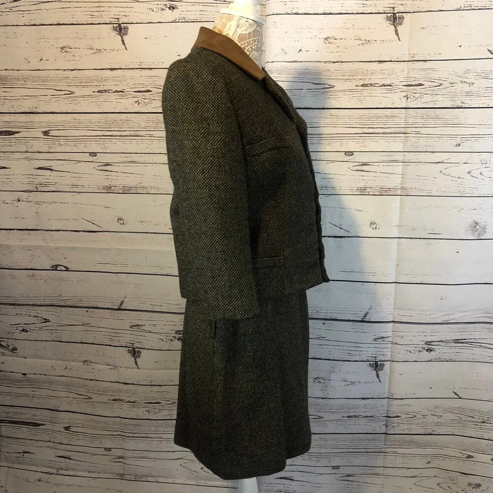 Vintage Glenhaven Green & Brown tweed 3 piece skirt suit late 50's size medium - Image 10