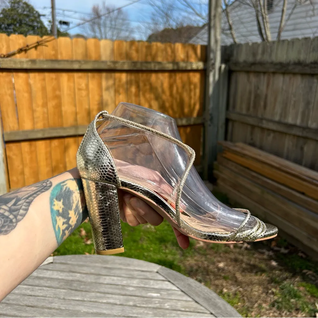 Fashion to Fiqure Belinda‎ Gold Metallic Dress heel sandals women 8 - Image 7