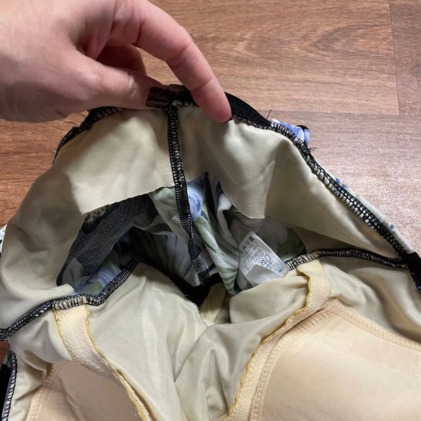 Lands End Womens Black Blue Green Floral Wrap Front One Piece Swim Suit Size 10 - Image 6