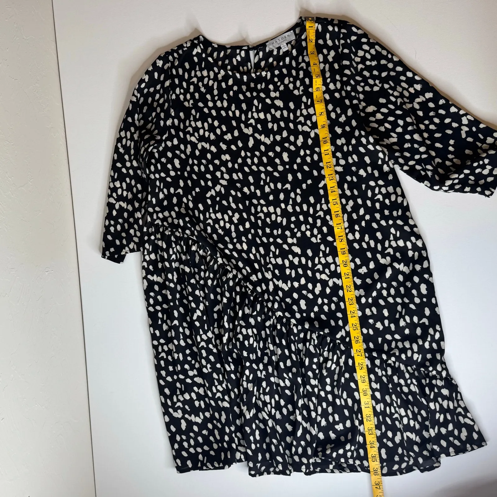 Hayden‎ Womens Black Leopard Asymmetrical Flounce Hem Dress Sz L Oversized Flowy - Image 14