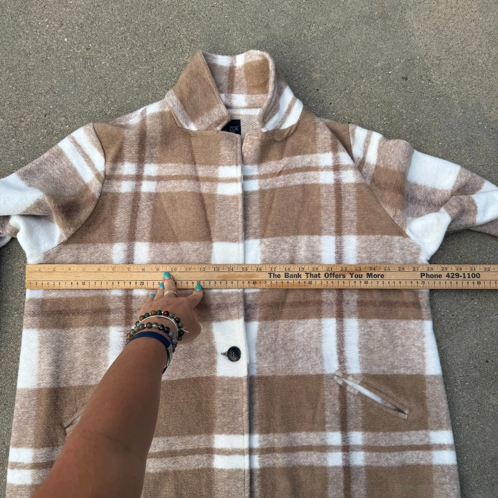 Rachel Zoe Brown Cream Plaid Print Peacoat Single Button Wool Blend 3X NWT - Image 7