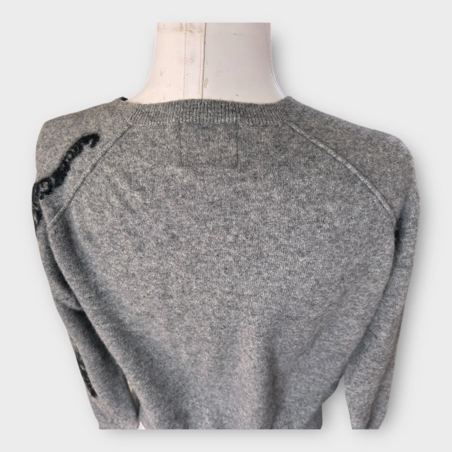 Jumper 1234 Gray Mongolian Cashmere Creeping Tiger Intarsia Sweater Womens sz 2 - Image 10