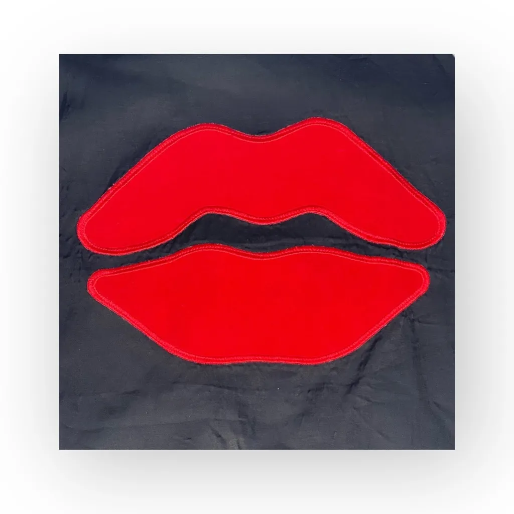 VHTF: Lauren Moshi ᨎ Haven Red Mouth Patch Silk Zip Bomber Jacket ᨎ B+W ᨎ Medium - Image 6