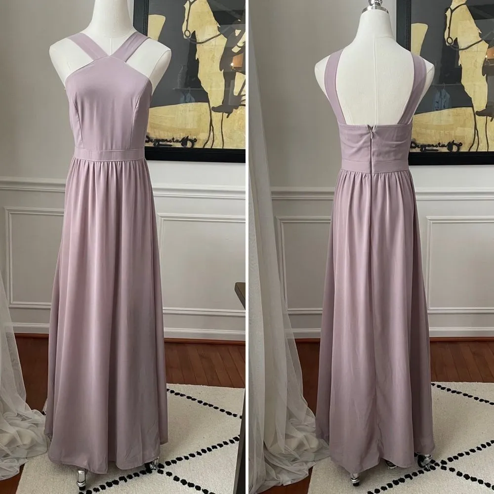 LuLu’s Air of Romance Dusty Lavendar Taupe Maxi Dress S - Image 2
