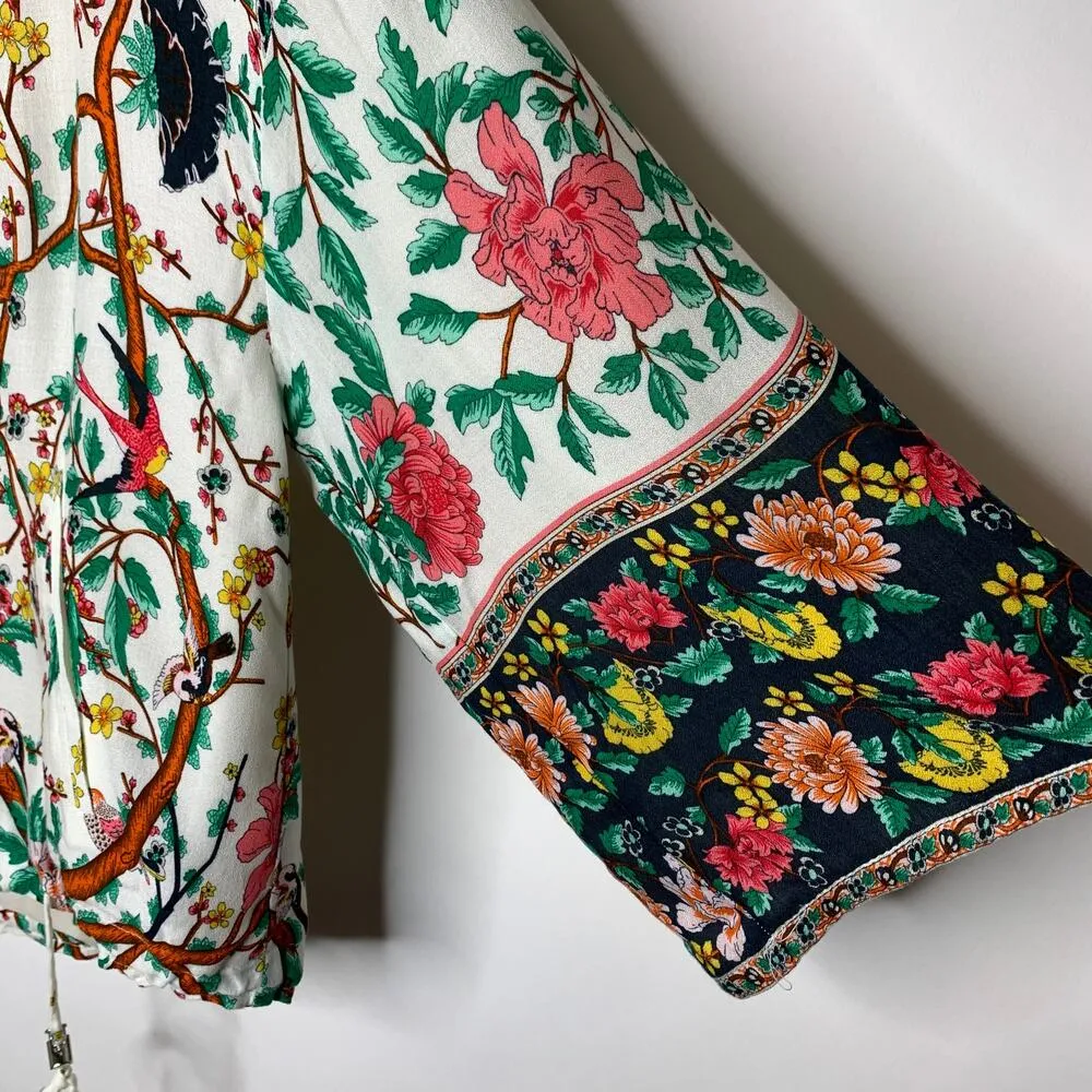 Zara Bright Botanical Floral Bomber Sz Small Viscose - Image 7