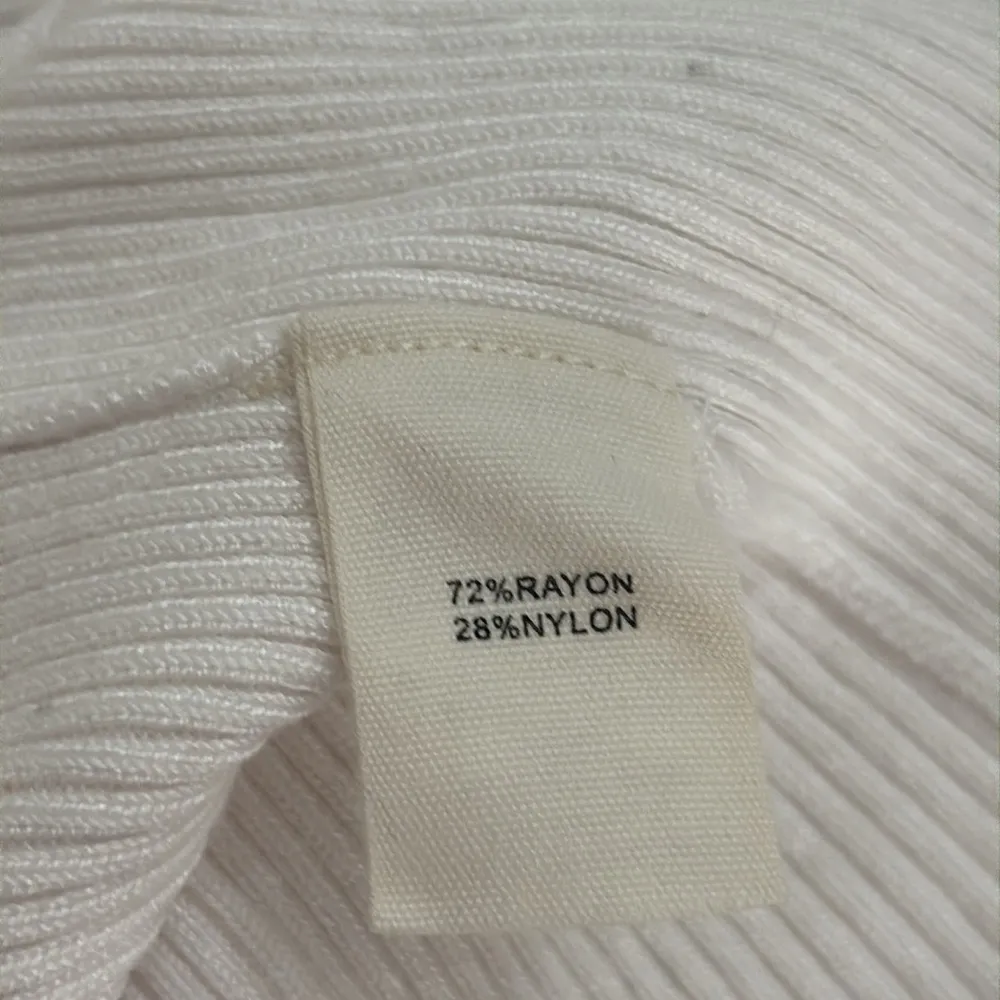 Marled Button Front Cardigan XL, White Knit Sweater with Blue Trim, Preppy - Image 6