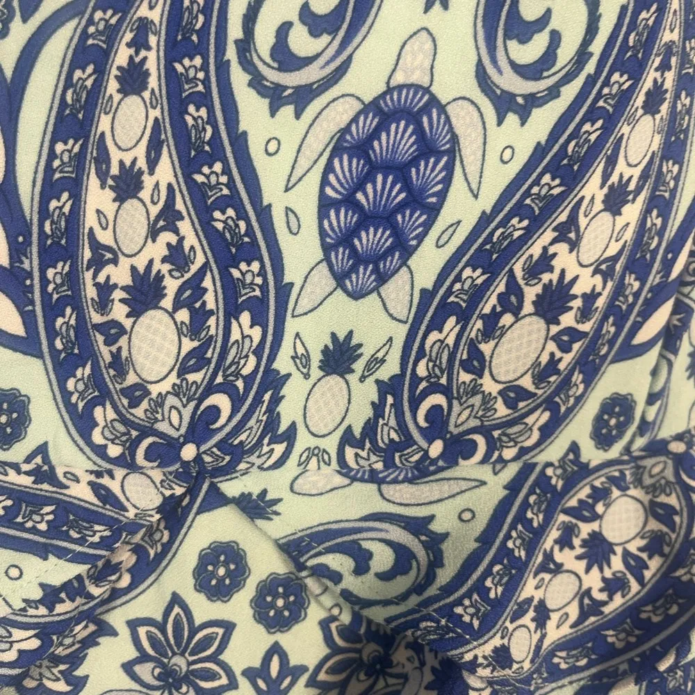 New Simply Southern Vacation Southern Paisley Turle Pineapple Maxi blue dress XL - Image 4