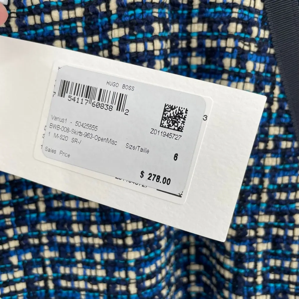 NWT Boss Varius Tweed Suit A-Line Skirt Navy Italian Tweed Size 6 - Image 5