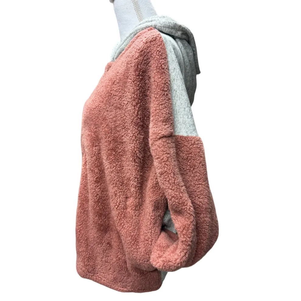 Umgee Half Zip Hooded‎ Sherpa Teddy Bear Sweatshirt Pull Over Oversize Size S - Image 3