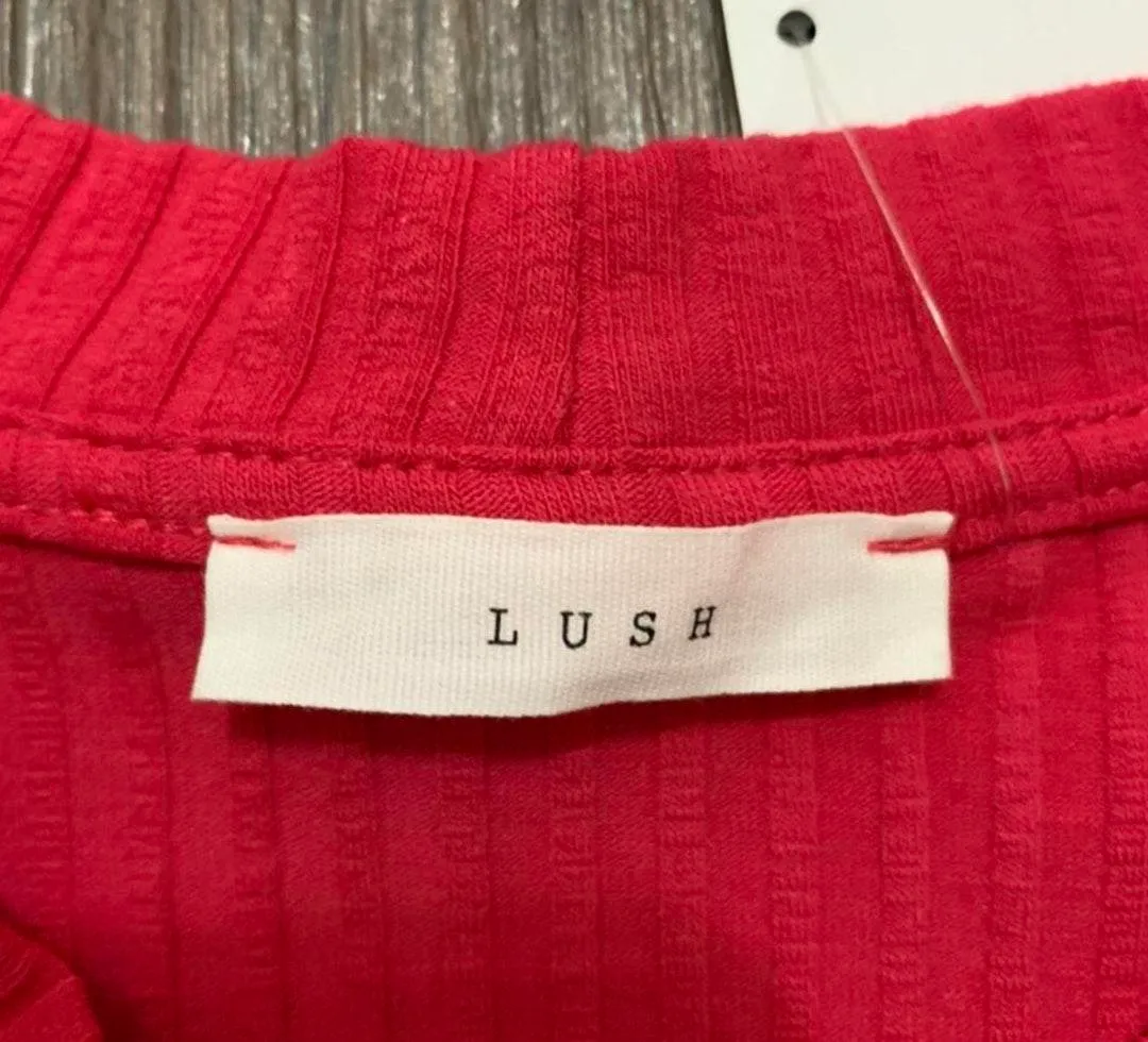 Lush Pink Ribbed Elbow Slit Bodycon Dress Medium - Image 10