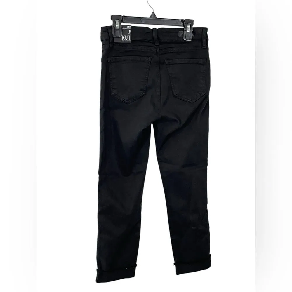 NWT Kut‎ From The Kloth Amy Crop Straight Leg Jeans Black Size 0 Denim - Image 2