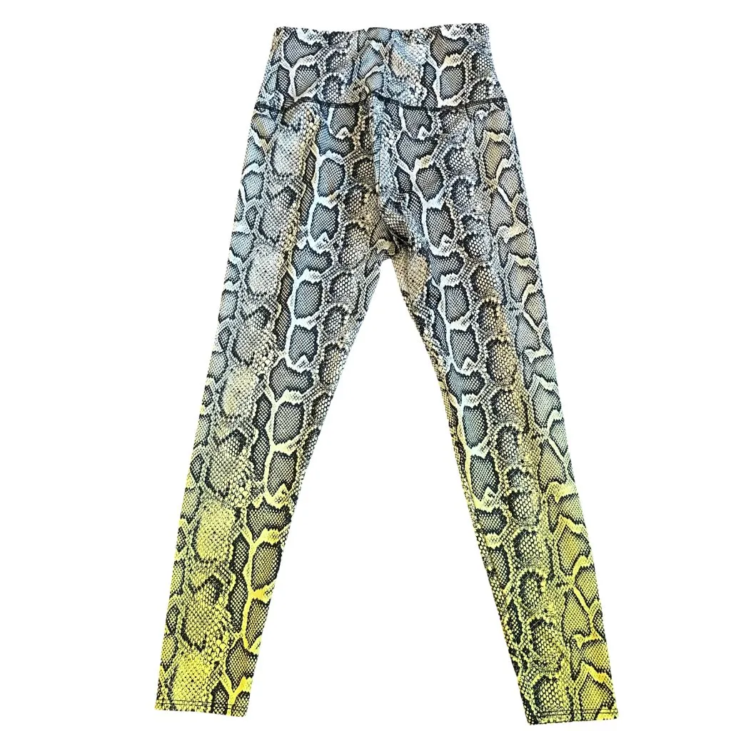 Onzie Vixen High Rise Leggings Snake Python Ombre Neon Size Small Medium Women's - Image 10