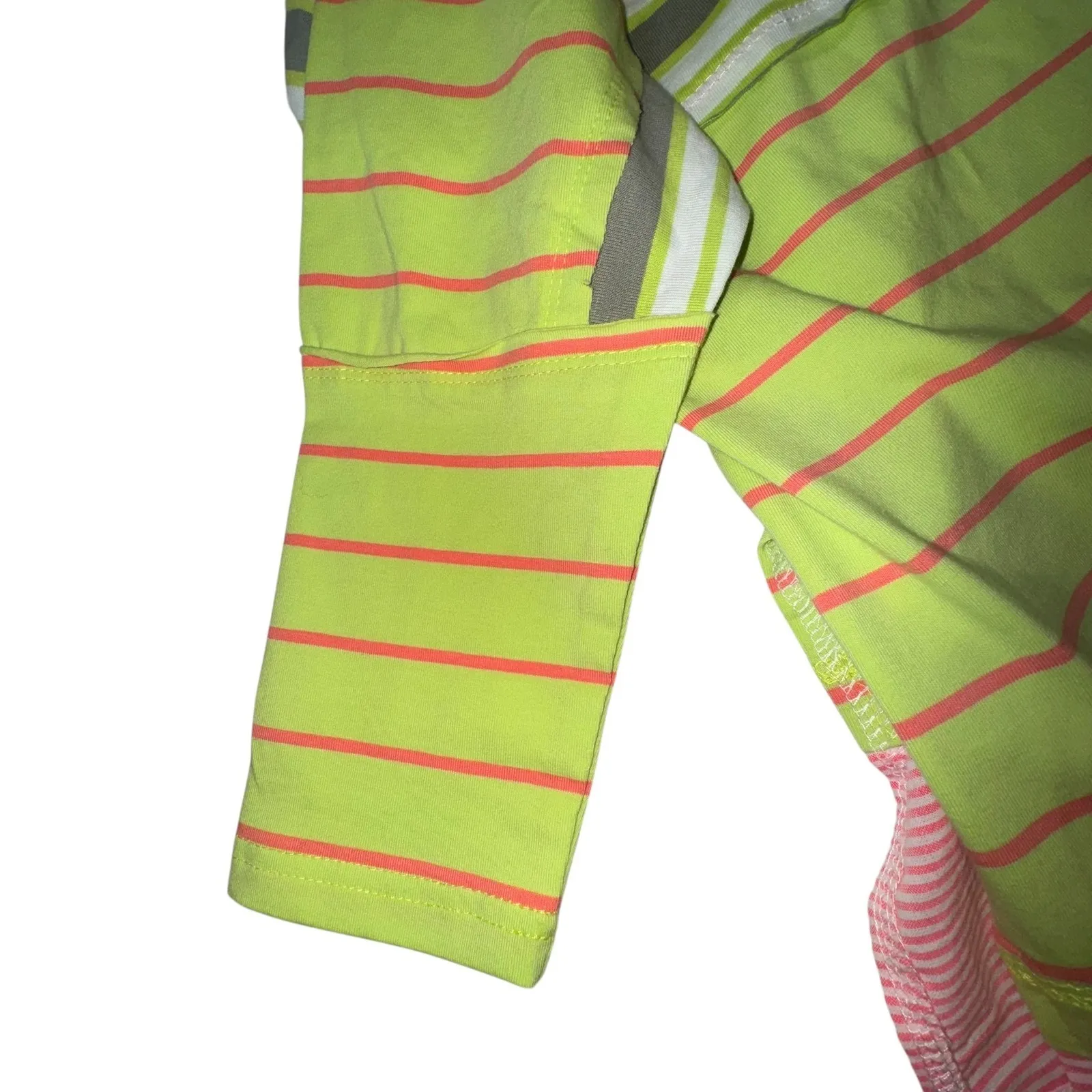 Davi & Dani Striped Button Down Shirt WM Size Medium Neon Green Pink White Gray - Image 10