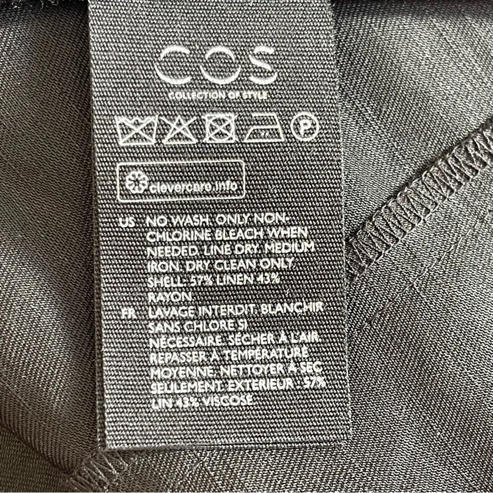 COS Tiered Ruffle linen Blend Sleeveless Pullover A Line Mini Dress Black Sz 12 - Image 12