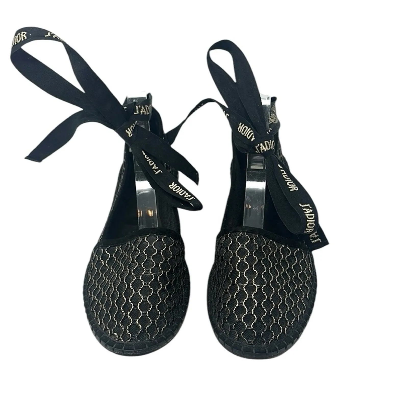 Dior Nicely-D Resille Ankle Wrap Ballet Flats Shoes Black Size 38.5 - Image 3