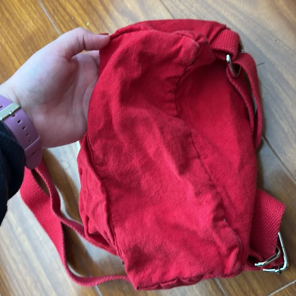 Brandy Melville Red John Galt Fabric Mini Backpack - Image 3