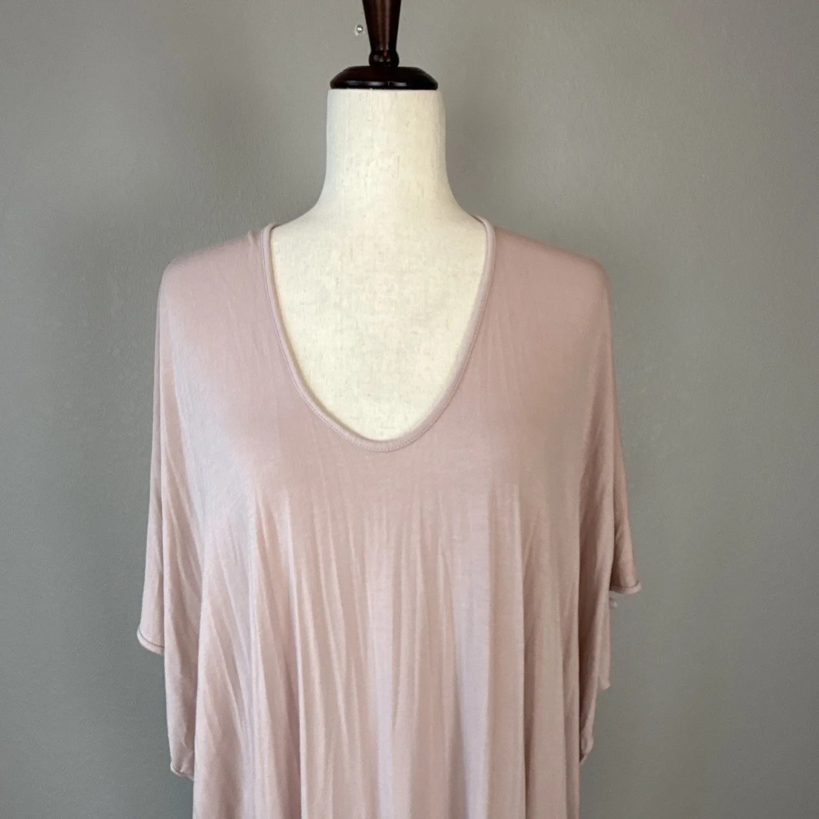 Barefoot Dreams Luxe Milk Jersey Womens Caftan Dress OS One Size Faded Rose Pink - Image 3