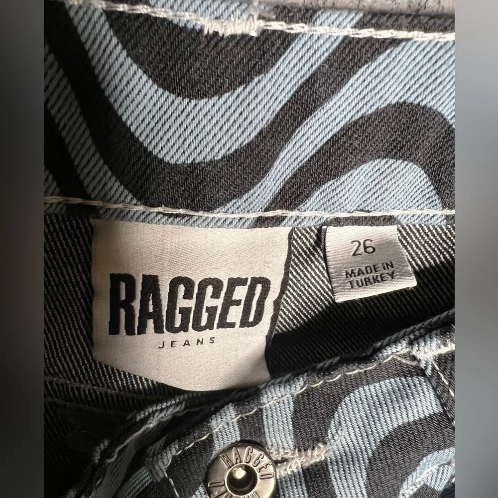 Ragged Priest Black and White Wave Dad wide leg jeans goth emo rave 26 - Image 7