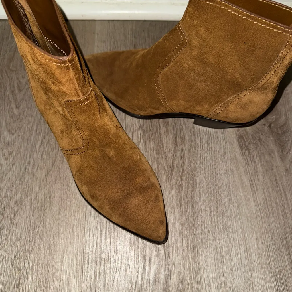 Loeffler Randall brown suede western ankle‎ boots - Image 2