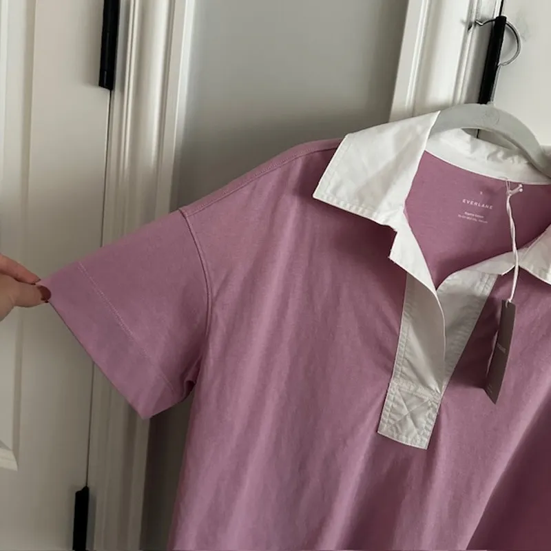 Everlane NWT The Retro Polo Organic Cotton Size: Small Color: Mauve - Image 5