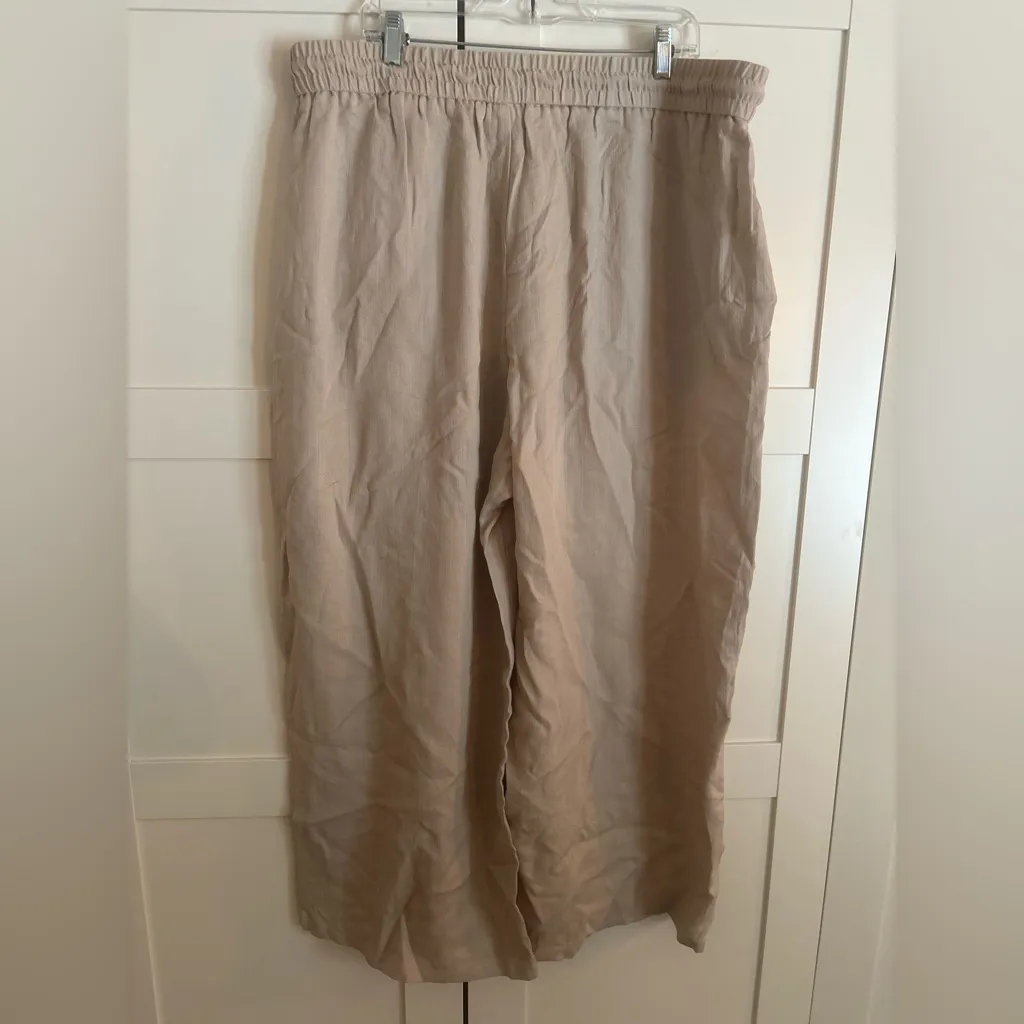 NWT Halara High Waisted Drawstring Wide Leg Pants Khaki Tan 2XL - Image 3