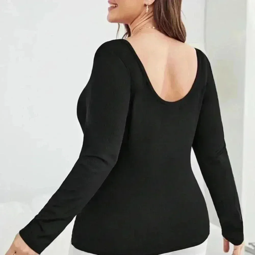 Shein Plus Size Tops Lace Trim Ribbed Knit Tee and Solid Raglan Sleeve Tee (416) - Image 4