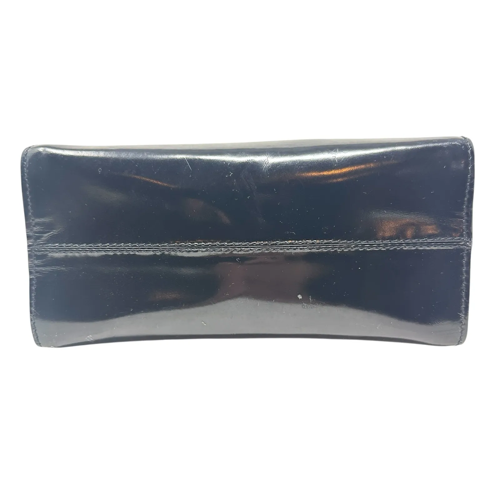 Furla Vintage Shoulder Bag Purse PVC Vinyl Silver Buckle Black - Image 6