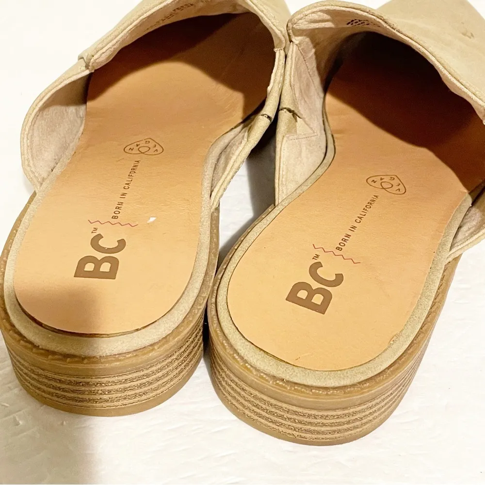 BC Size 7 Tan Vegan Faux Leather Slip on Mule Loafer - Image 5