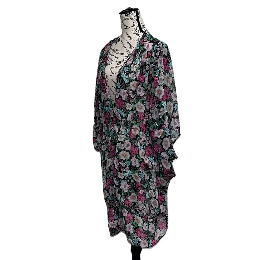 Victoria Secret Sheer Floral Pullover Cover Up Beach Fairy Kaftan Goth S - Image 3