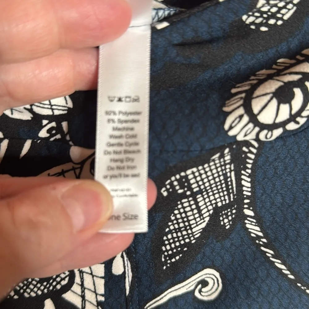 NWOT LuLaRoe Leggings Navy Blue White Paisley Floral Damask OS One Size (2-10) - Image 6