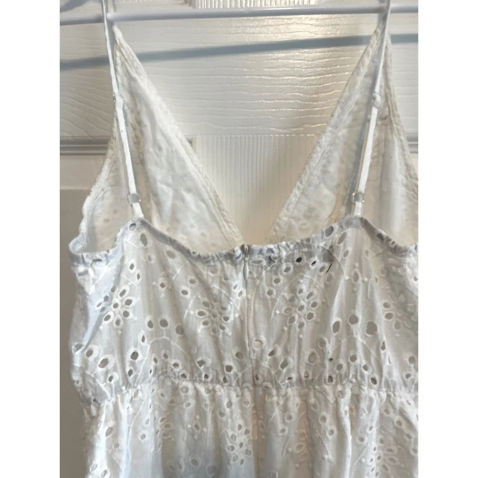 Simplee White Eyelet Embroidered Midi Dress Sleeveless Summer Sundress Casual - Image 8