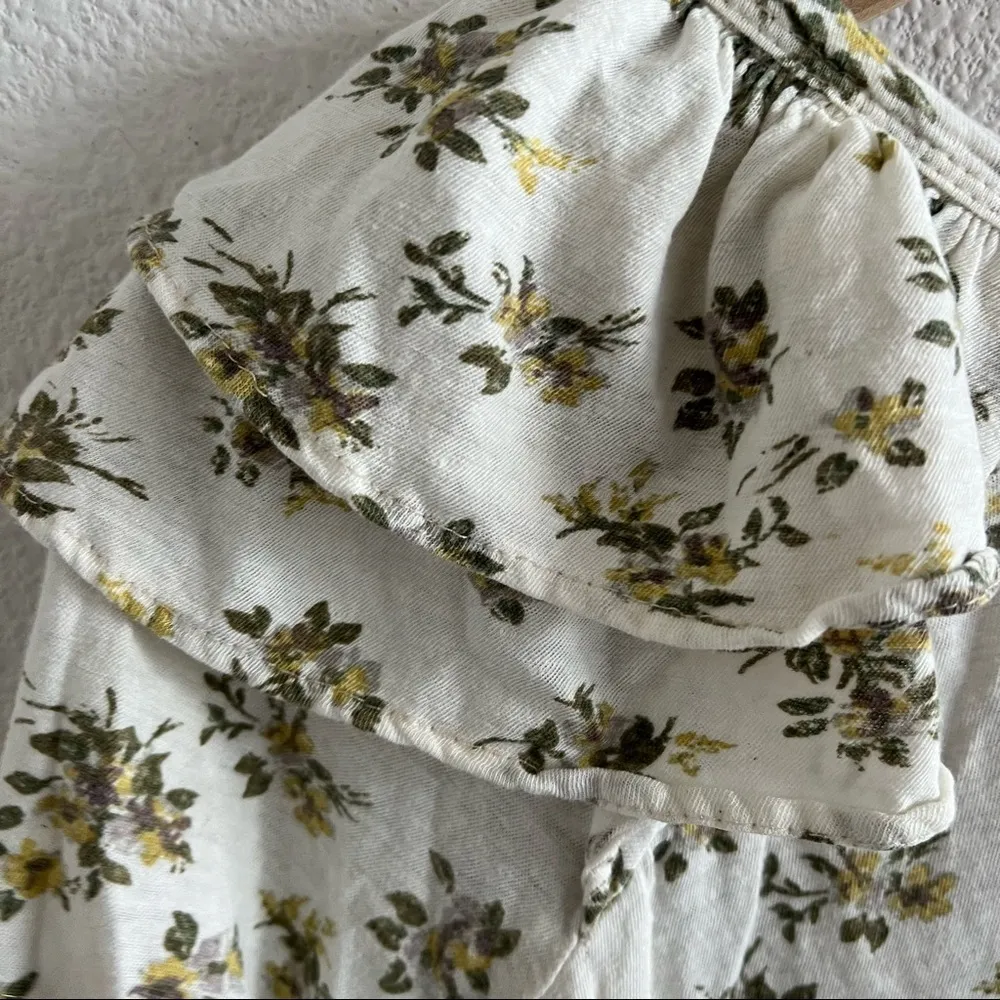 Current/Elliott The Double Ruffle Tee Linen Cotton Pearson Floral 2 - Medium - Image 7