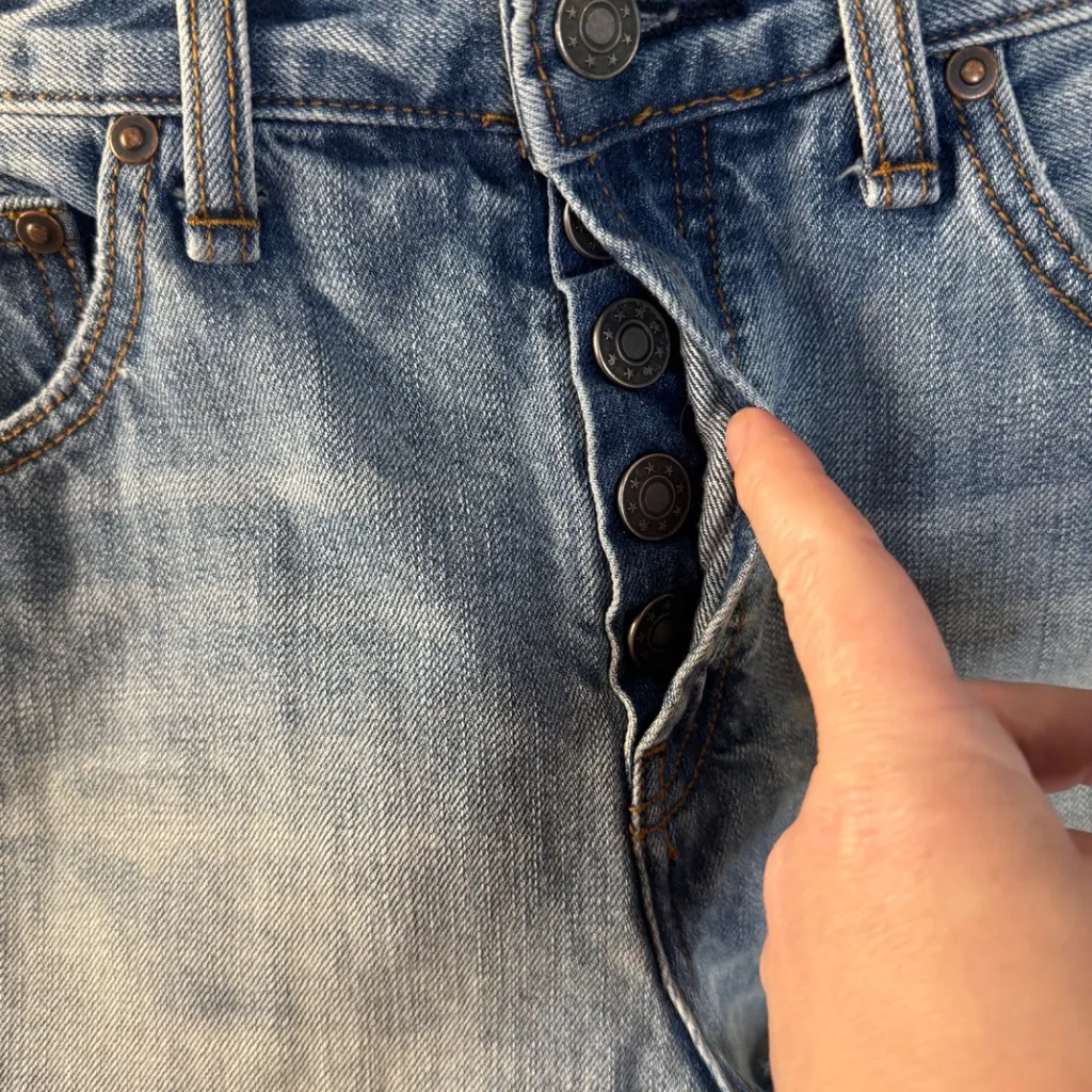 Free People Denim Shorts Button Fly Cut Off Distressed 61855-16515125 Size W 27 - Image 3