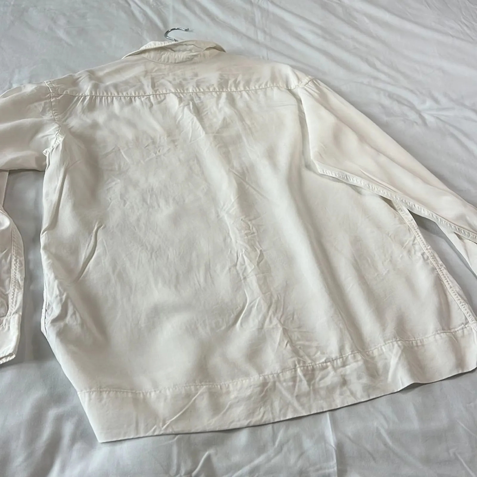 Zara Women's Blouse Relax Fix Button Up White Medium Long Sleeve - Image 5