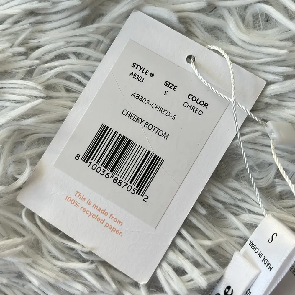 Andie The Cheeky Bikini Bottom in cherry red size Small - Image 3